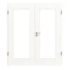 HUGA drzwi dwuskrzydłowe biel pino Durat Basic z przeszkleniem LA 8 z ościeżnicą