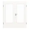 HÖRMANN drzwi 2-skrzydłowe biel szczotkowana wzdłuż Duradecor ProLine z przeszkleniem LA-DIN z ościeżnicą