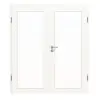 HÖRMANN drzwi dwuskrzydłowe biel szczotkowana wzdłuż Duradecor ProLine z przeszkleniem LA 27 z ościeżnicą