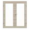 HÖRMANN drzwi 2-skrzydłowe szczotkowane modrzew jasny wzdłuż Duradecor ProLine z przeszkleniem LA 27 z ościeżnicą
