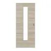 HÖRMANN drzwi przesuwne szczotkowany modrzew jasny wzdłuż Duradecor ProLine z przeszkleniem LA 24 na środku