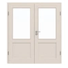Drzwi podwójne TE-23 z sosny bezsękowej białe z litego drewna z ościeżnicą