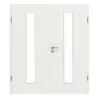 WESTAG drzwi dwuskrzydłowe sira biały (podobny do RAL 9003) WestaLack Soft z przeszkleniem LA-1 na środku w zestawie z ościeżnicą