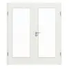 WESTAG drzwi dwuskrzydłowe sira biały (podobny do RAL 9003) WestaLack Soft z przeszkleniem LA-1000 wraz z ościeżnicą