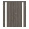 HÖRMANN drzwi 2-skrzydłowe Pure 1 szczotkowany modrzew ciemny Duradecor DesignLine z przeszkleniem po stronie zawiasów z ościeżnicą