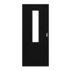 LEBO Drzwi przesuwne Ultramat Czarne podobne do RAL 9005 Wersja z przeszkleniem LA 4 na środku
