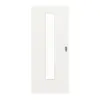 LEBO drzwi przesuwne biel ultramatowa podobna do RAL 9016 Versio z przeszkleniem LA 24 na środku