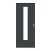 LEBO drzwi przesuwne ultramatowy antracyt podobny do RAL 7016 Versio z przeszkleniem LA 24 na środku