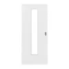 LEBO drzwi przesuwne biel strukturyzowana podobna do RAL 9016 Versio z przeszkleniem LA 24 na środku