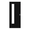 LEBO drzwi przesuwne ultramatowy czarny podobny do RAL 9005 Versio z przeszkleniem LA 24 po stronie zawiasów
