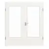 LEBO drzwi dwuskrzydłowe biel ultramatowa podobna do RAL 9016 Versio z przeszkleniem LA-DIN z ościeżnicą