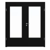 LEBO Drzwi podwójne Ultramat Czarny podobne do RAL 9005 Wersja z przeszkleniem LA-DIN w komplecie z ościeżnicą