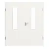LEBO drzwi dwuskrzydłowe biel ultramatowa zbliżona do RAL 9016 Versio z przeszkleniem LA 4 na środku w tym ościeżnica