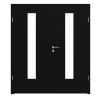 LEBO Drzwi podwójne Ultra matowy Czarny podobny do RAL 9005 Versio z przeszkleniem LA 24 centralnie w tym ościeżnica