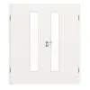 LEBO drzwi 2-skrzydłowe biel ultramatowa podobny do RAL 9016 Versio z przeszkleniem LA 24 od strony zamka z ościeżnicą