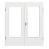 LEBO drzwi dwuskrzydłowe biel strukturyzowana podobna do RAL 9016 Versio z przeszkleniem LA-DIN wraz z ościeżnicą