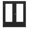 LEBO drzwi dwuskrzydłowe Cotton Like czarny podobny do RAL 9005 Versio z przeszkleniem LA-DIN w tym ościeżnica