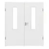 LEBO drzwi 2-skrzydłowe biel strukturyzowana podobna do RAL 9016 Versio z przeszkleniem LA 4 na środku z ościeżnicą