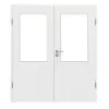 LEBO drzwi dwuskrzydłowe biel strukturyzowana podobna do RAL 9016 Versio z przeszkleniem LA 7 z ościeżnicą