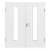 LEBO drzwi dwuskrzydłowe biel strukturyzowana podobny do RAL 9016 Versio z przeszkleniem LA 24 na środku z ościeżnicą