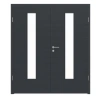 LEBO Drzwi podwójne Cotton Like Anthrazit podobne do RAL 7016 wersja z przeszkleniem LA 24 na środku w komplecie z ościeżnicą