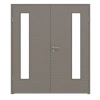 LEBO Drzwi podwójne strukturalne taupe z przeszkleniem LA 24 po stronie zawiasów z ościeżnicą