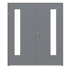 LEBO Drzwi podwójne Cotton Like Hygge Szary podobny do RAL 7037 Wersja z przeszkleniem LA 24 po stronie zawiasów w komplecie z ościeżnicą