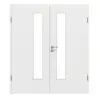 LEBO drzwi dwuskrzydłowe biel strukturyzowana podobny do RAL 9016 Versio z przeszkleniem LA 24 od strony zamka z ościeżnicą