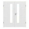 LEBO Drzwi podwójne Cotton Like Białe podobne do RAL 9016 Wersja z przeszkleniem LA 24 po stronie zamka w komplecie z ościeżnicą