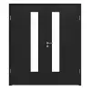 LEBO drzwi dwuskrzydłowe Cotton Like czarny podobny do RAL 9005 Versio z przeszkleniem LA 24 od strony zamka wraz z ościeżnicą