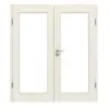 Drzwi dwuskrzydłowe TE-14 Świerk skandynawski bezsęczny szczotkowane, białe, lakierowane drewno lite z ościeżnicą