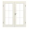 Drzwi 2-skrzydłowe TE-15 Świerk skandynawski bezsęczny szczotkowane, białe, lakierowane drewno lite z ościeżnicą
