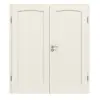 Drzwi dwuskrzydłowe TE-18 skandynawski świerk bezsęczny szczotkowane, białe, lakierowane drewno lite z ościeżnicą