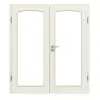 Drzwi dwuskrzydłowe TE-19 świerk skandynawski bezsęczny szczotkowane, białe, lakierowane drewno lite z ościeżnicą