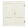 Drzwi dwuskrzydłowe TE-2 świerk skandynawski bezsęczny szczotkowane, białe, lakierowane drewno lite z ościeżnicą