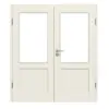 Drzwi dwuskrzydłowe TE-23 świerk skandynawski bezsęczny szczotkowane, białe, lakierowane drewno lite z ościeżnicą