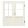Drzwi 2-skrzydłowe TE-24 Świerk skandynawski bezsęczny szczotkowane, białe, lakierowane drewno lite z ościeżnicą