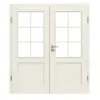 Drzwi dwuskrzydłowe TE-25 Świerk skandynawski bezsęczny szczotkowane, białe, lakierowane drewno lite z ościeżnicą