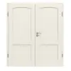 Drzwi 2-skrzydłowe TE-27, Świerk skandynawski bezsęczny, szczotkowane, białe, lakierowane, drewno lite z ościeżnicą