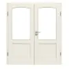 Drzwi 2-skrzydłowe TE-28 świerk skandynawski bezsęczny szczotkowane, białe, lakierowane drewno lite z ościeżnicą