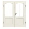 Drzwi dwuskrzydłowe TE-29 Świerk skandynawski bezsęczny szczotkowane, białe, lakierowane drewno lite z ościeżnicą