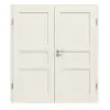 Drzwi dwuskrzydłowe TE-3, świerk skandynawski bezsęczny, szczotkowane, białe, lakierowane, drewno lite, z ościeżnicą