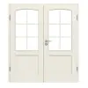 Drzwi dwuskrzydłowe TE-30 świerk skandynawski bezsęczny szczotkowane, białe, lakierowane drewno lite z ościeżnicą