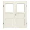 Drzwi dwuskrzydłowe TE-38 Świerk skandynawski bezsęczny szczotkowane, białe, lakierowane drewno lite z ościeżnicą