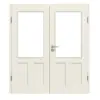 Drzwi 2-skrzydłowe TE-40 Świerk skandynawski bezsęczny szczotkowane, białe, lakierowane drewno lite z ościeżnicą