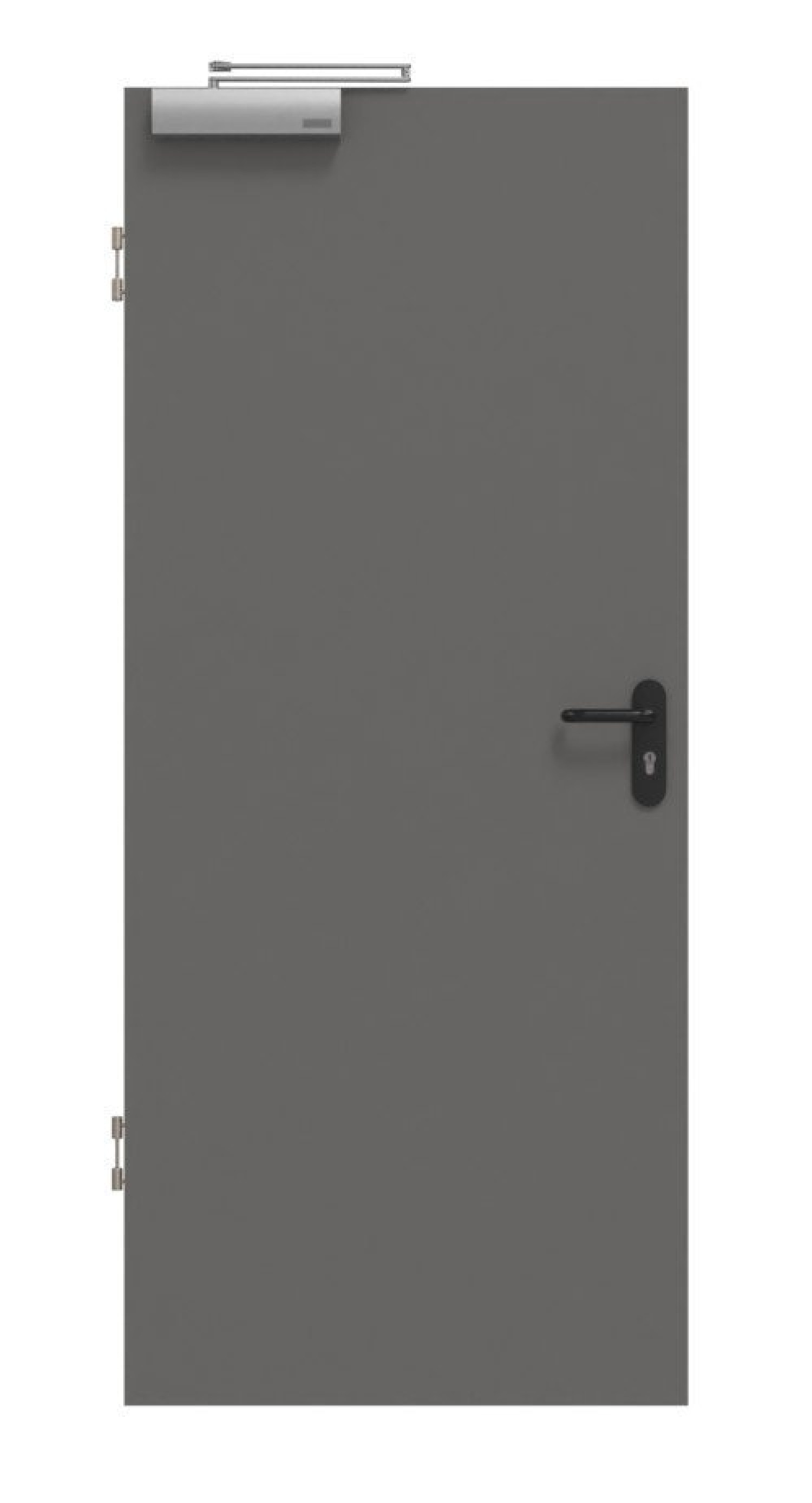 Frontansicht drzwi przeciwpożarowej Huga Hygge szarej RAL 7037 Duradecor ProLine