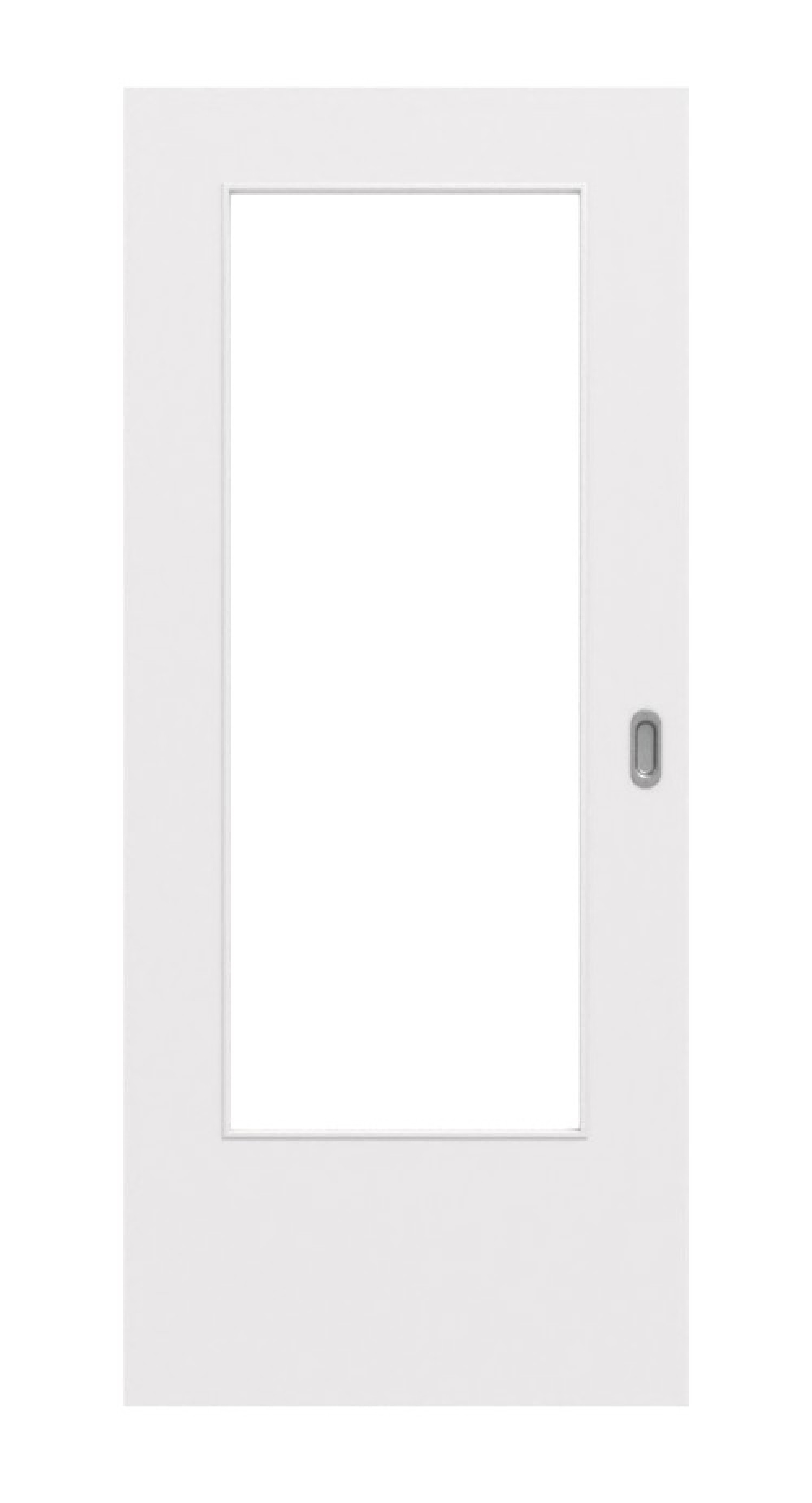 Widok frontowy drzwi przesuwnych do pomieszczeń wilgotnych Optima Primata Szary Biały HPL LÖ 23 - Jeld-Wen