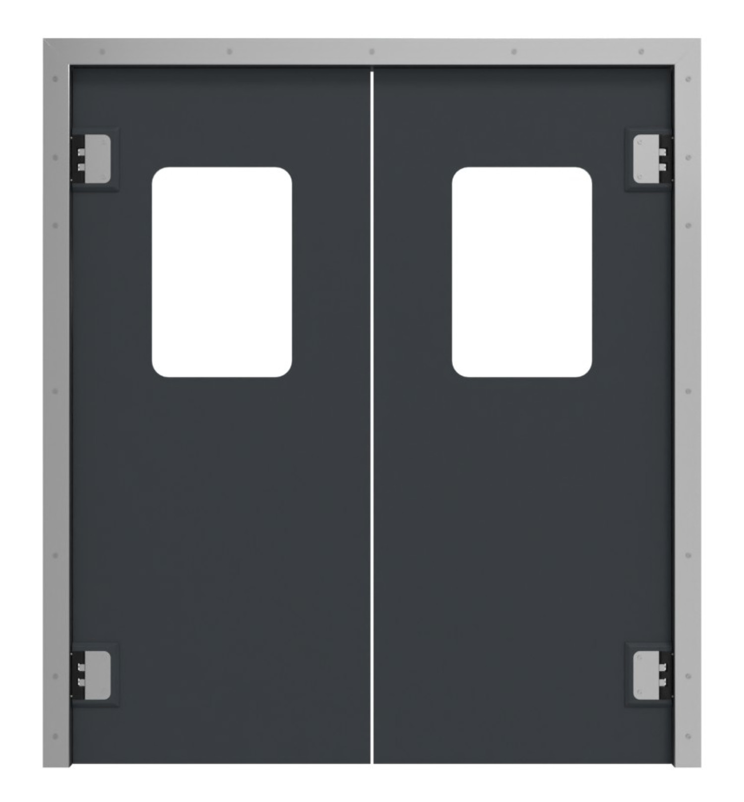 Drzwi podwójne wahadłowe HÖRMANN z tworzywa sztucznego z prostokątnym przeszkleniem, w komplecie z ościeżnicą