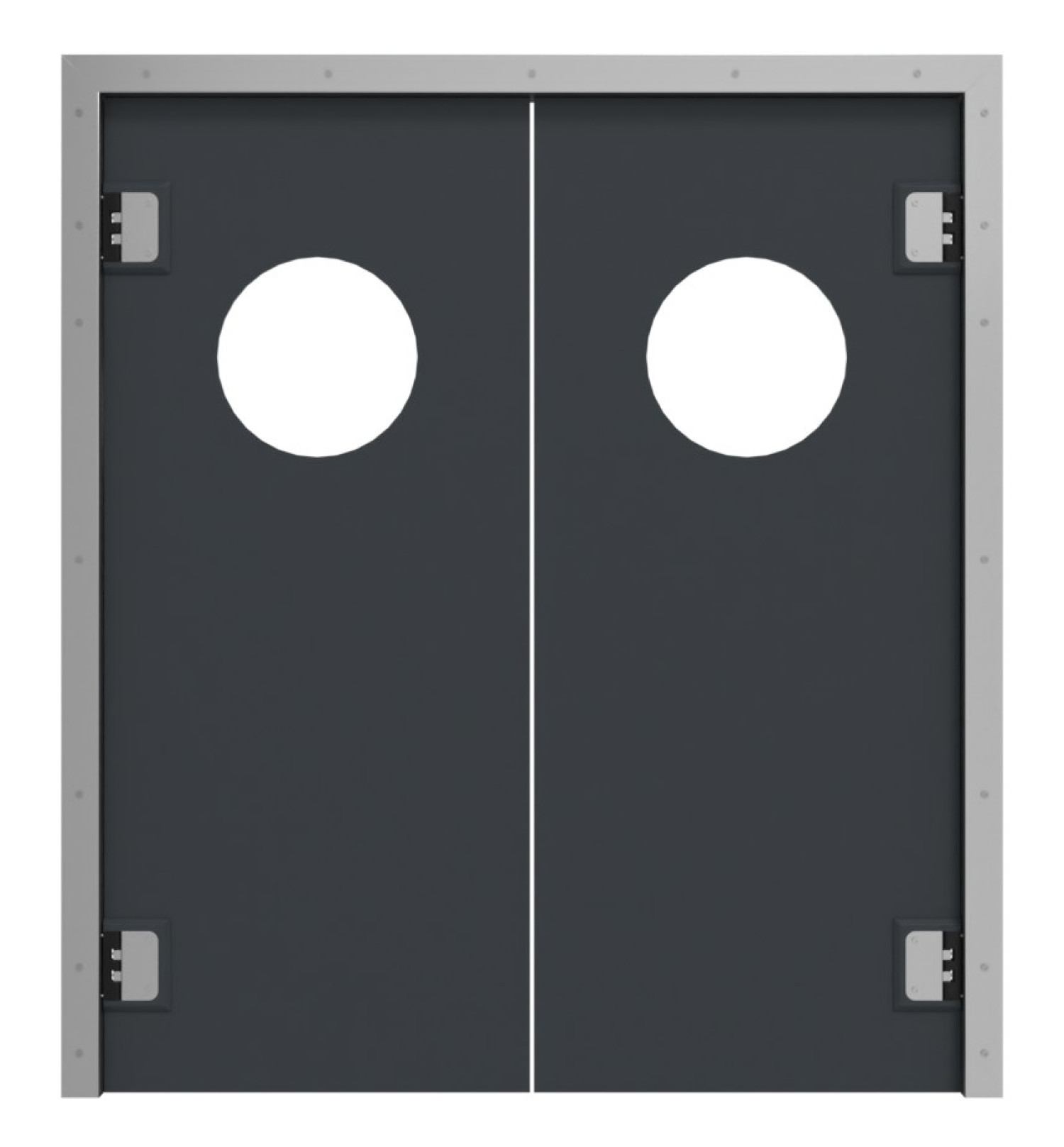 Drzwi podwójne wahadłowe HÖRMANN z tworzywa sztucznego z oknem okrągłym, w tym ościeżnica