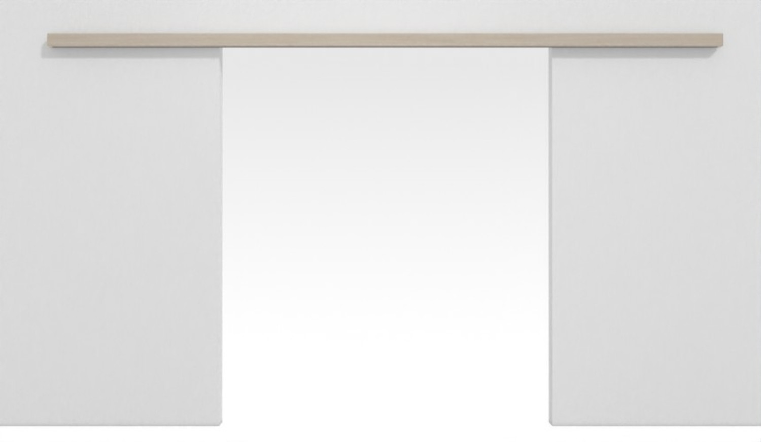 Front view of double-leaf sliding door system running in front of the wall PortaLit-Trend Platinum oak Ei 424 CPL without frame - Westag